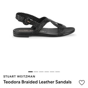 Stuart Weitzman braided black leather sandals.